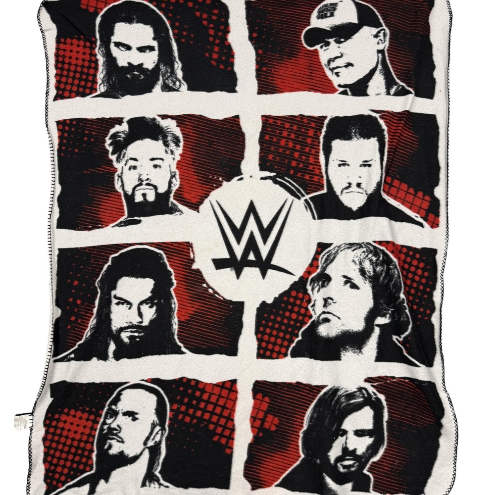 WWE Throw Blanket 50x60 Superstars Fleece Silver Buffalo Multicolor Red Soft